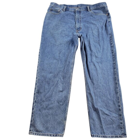 Levis 550 Jeans Mens 42x31 Tag 42x32 Relaxed Fit Blue Dark Wash Denim - Picture 1 of 6